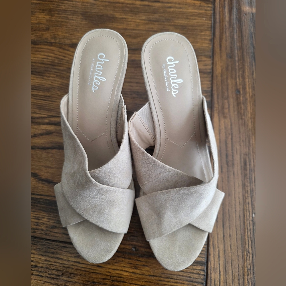 Charles By Charles David Beige Suede Mules